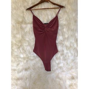 Twist front thin strap bodysuit